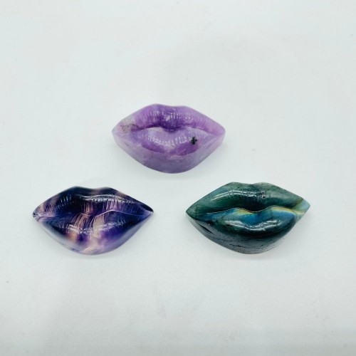 Lips Kiss Carving Lepidolite Labradorite Fluorite Wholesale