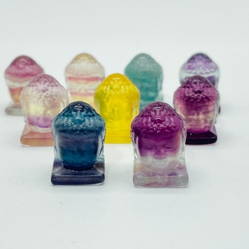 Mini Fluorite Buddha Head Carving Wholesale