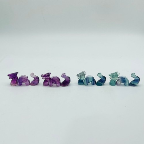 Mini Rainbow Fluorite Carving Combination Dragon Wholesale