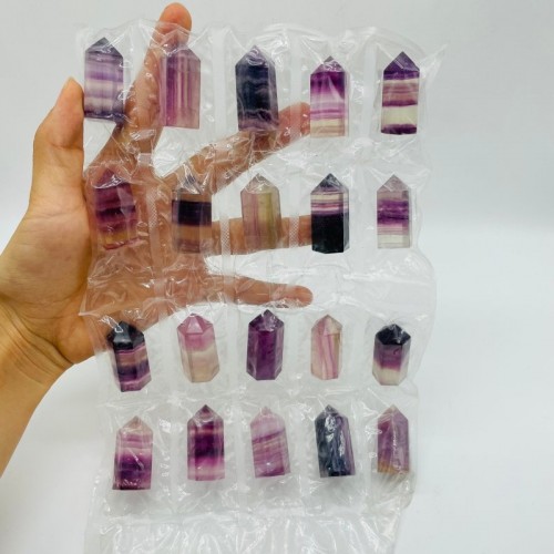 20 Pieces One Set Rainbow Fluorite Tower Points