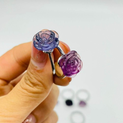 Rainbow Fluorite Flower Ring Wholesale