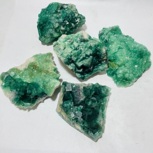 5 Pieces Large Green Fluorite Specimen Cubic Raw Stone