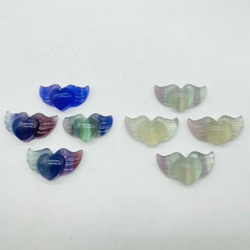 Fluorite Heart Wing Carving Wholesale