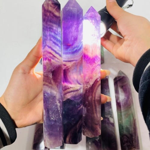 12 Pieces Large Rainbow Fluorite Tower