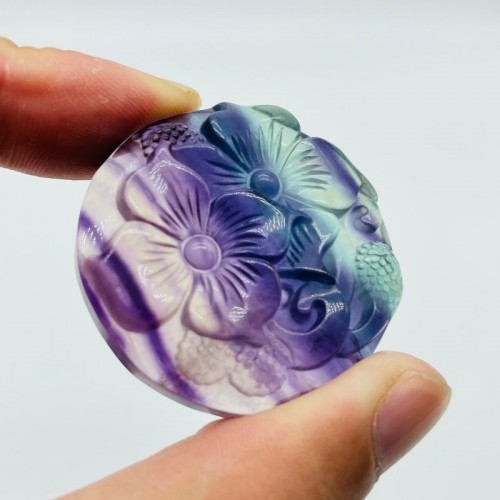 Beautiful Rainbow Fluorite Flowers Carving Wholesale