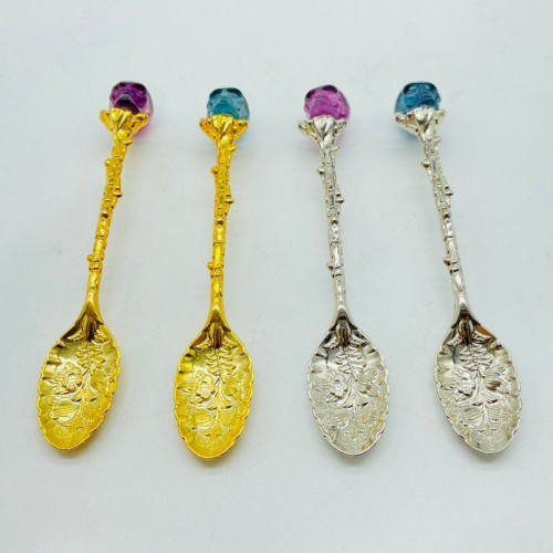 Rainbow Fluorite Skull Coffee Spoon Carving Wholesale