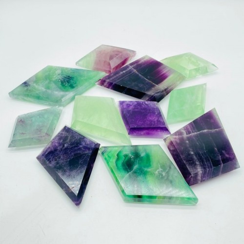 Colorful Fluorite Rhombus Shaped Carving Wholesale