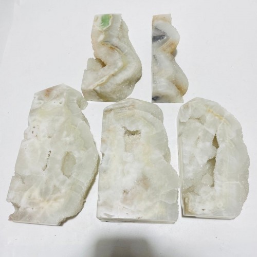 5 Pieces Large White Fluorite Druzy Geode Points