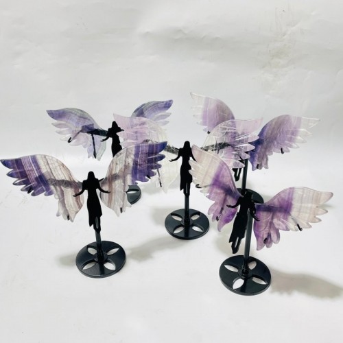 5 Pairs Beautiful Small Fluorite Angel Wing With Stand