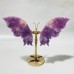 3 Pairs Symmetry Small Butterfly Wing With Stand Green Jasper Lepidolite Fluorite