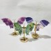 3 Pairs Symmetry Small Butterfly Wing With Stand Green Jasper Lepidolite Fluorite