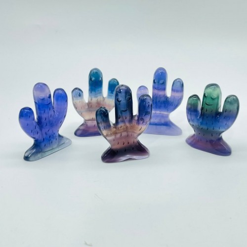 Rainbow Fluorite Cactus Carving Wholesale