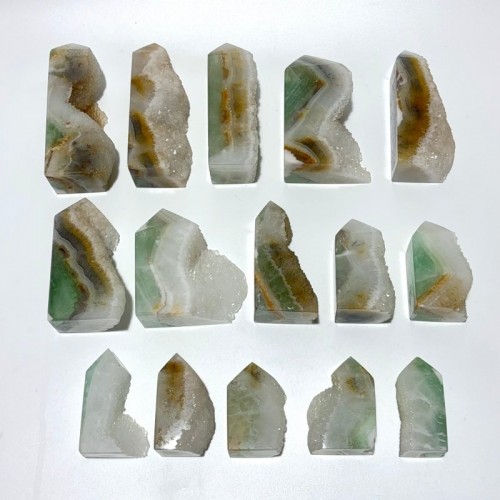 15 Pieces Fluorite Geode Druzy Tower Points