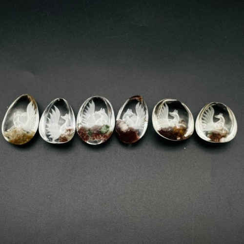 6 Pieces Nine-tailed Fox Garden Quartz Inner Scene Carving