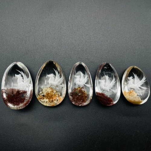 5 Pieces Pegasus Garden Quartz Inner Scene Carving