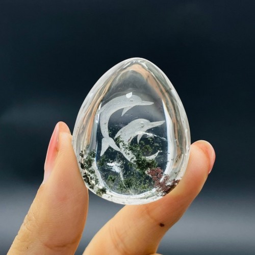 3 Pieces Dolphin Garden Quartz Inner Scene Carving