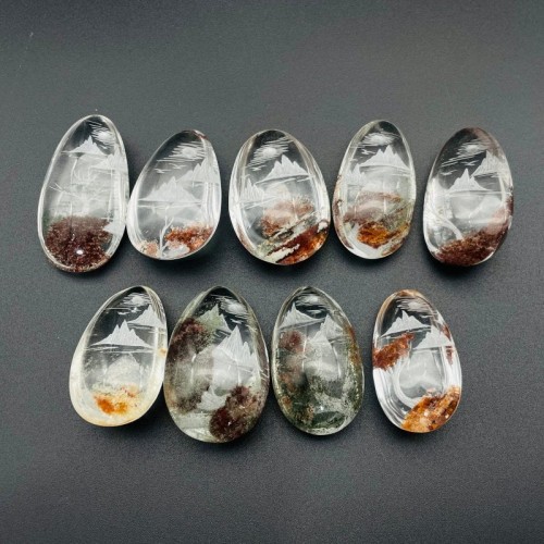 9 Pieces Beautiful Scenery Garden Quartz Inner Scene Crystal Carving