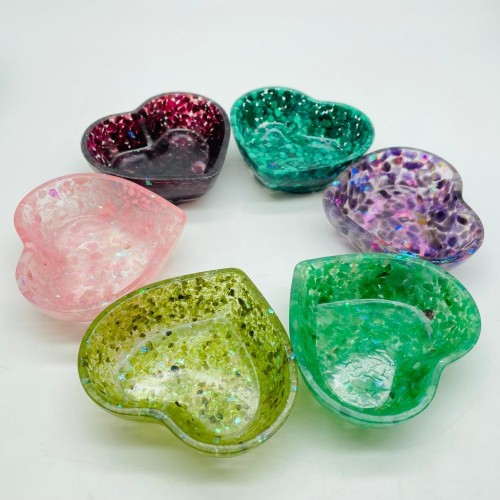 6 Types Resin Amethyst&Garnet Malachite Chips Gravel Heart Bowl Wholesale