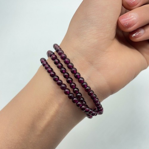 0.16in(4mm) High Quality 3-LOOP Garnet Bracelet Wholesale