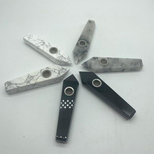 3Types Obsidian&Howlite&Black Tourmaline Holder Stick Crystal Pipe Wholesale