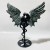 Large Kambaba Demon And Angel Wing Carving With Stand