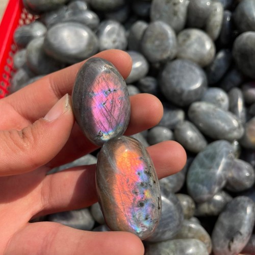 Purple Yellow Labradorite Palm Stone 1kg(2.2lbs) Wholesale