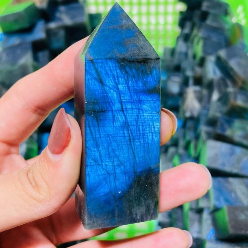 High Quality Blue Labradorite Four-Sided Tower Point Wholesale