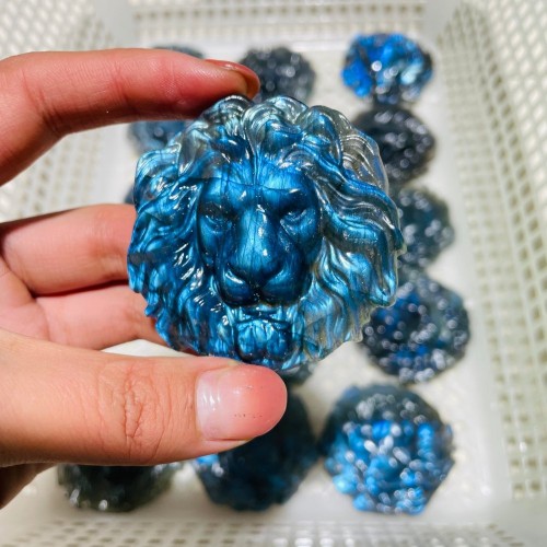 Labradorite Lion Head Carving Wholesale