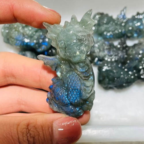 Labradorite Garden Baby Dragon Carving Wholesale