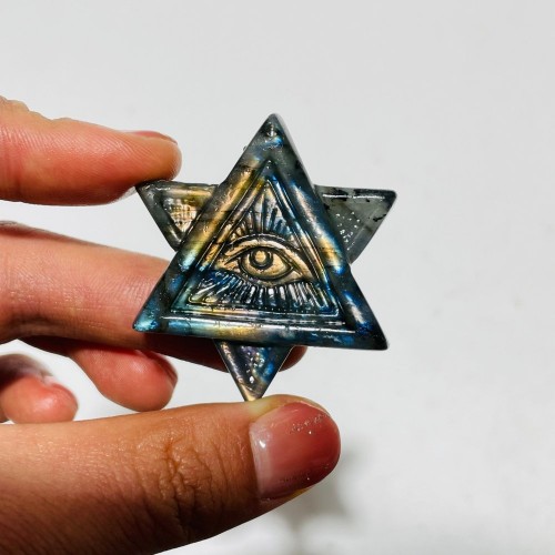 Labradorite Evil Eye Star Carving Wholesale