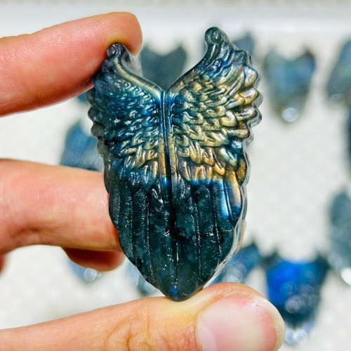 Labradorite Wing Shield Carving Wholesale