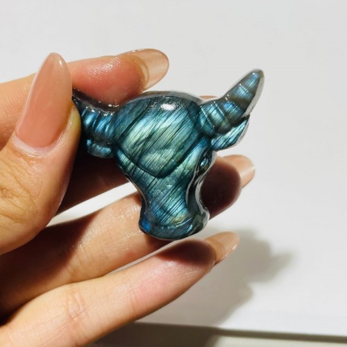 Labradorite Bull Head Carving Wholesale