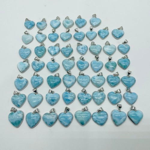 54 Pieces Larimar Heart Charm Pendant