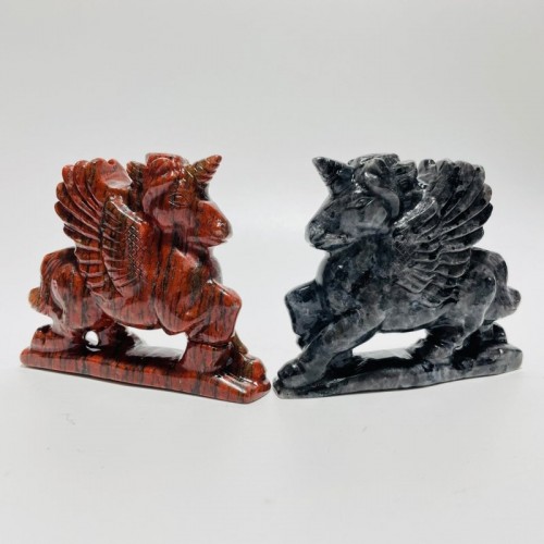 Red Sesame Stone & Larvikite Pegasus Carving Wholesale