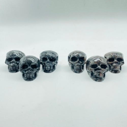 1.7in Skull Carving Wholesale Yooperlite (UV Reactive) Larvikite