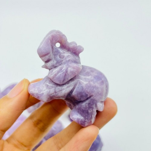 Lepidolite Elephant Carving Wholesale