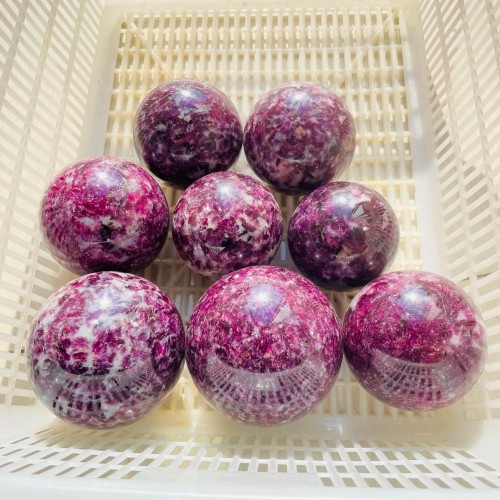 8 Pieces High Quality Spark Lepidolite Spheres