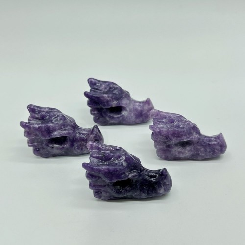 Lepidolite Dragon Head Carving Wholesale