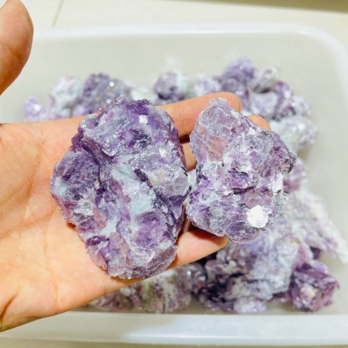 89 Pieces Raw Spark Purple Lepidolite Specimen