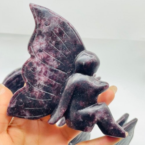 8 Pieces Lepidolite Butterfly Fairy Carving