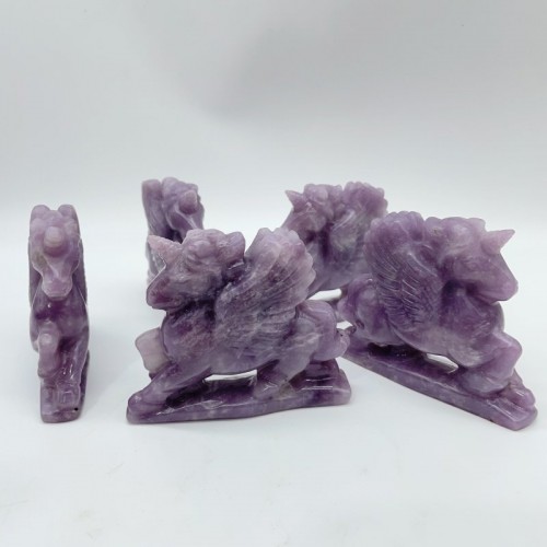 Purple Lepidolite Pegasus Carving Wholesale