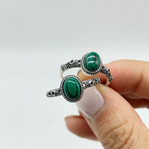 High Quality S925 Sterling Silver Malachite Ring Wholesale