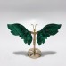 2 Pairs Malachite Butterfly Wing Crystal Carving With Stand