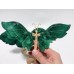 2 Pairs Malachite Butterfly Wing Crystal Carving With Stand