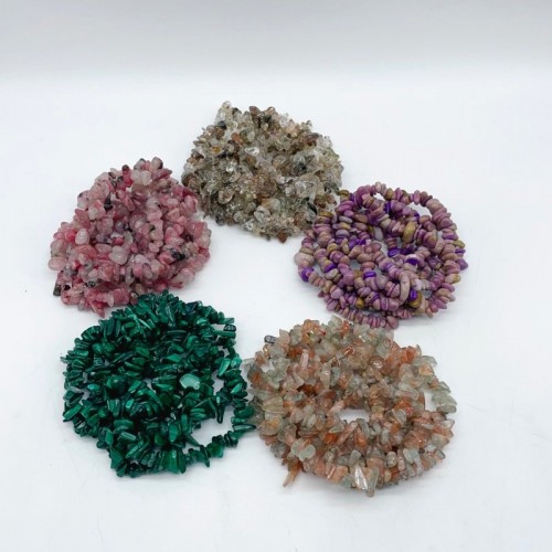 5 Types Chip Bracelet Crystal Wholesale Malachite Phosphosiderite Rutile Quartz