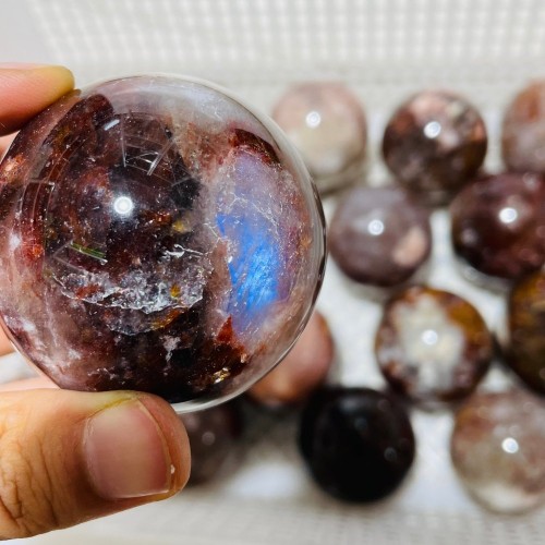 17 Pieces Fire Quartz Mixed Moonstone Spheres