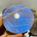 9 Pieces Blue Moonstone Round Plate Home Decoration With Plastic Base