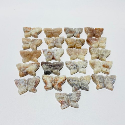 21 Pieces Sunstone Mixed Moonstone Butterfly Carving