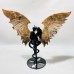 4 Pairs Demon And Angel Wing Carving With Stand Black Sun Stone India Moonstone