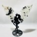 4 Pairs Demon And Angel Wing Carving With Stand Black Sun Stone India Moonstone